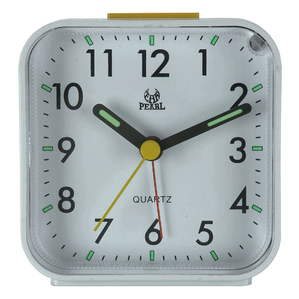 2Pcs Travel Alarm Clock Non-ticking Bedside Quartz Clock w/Night Light