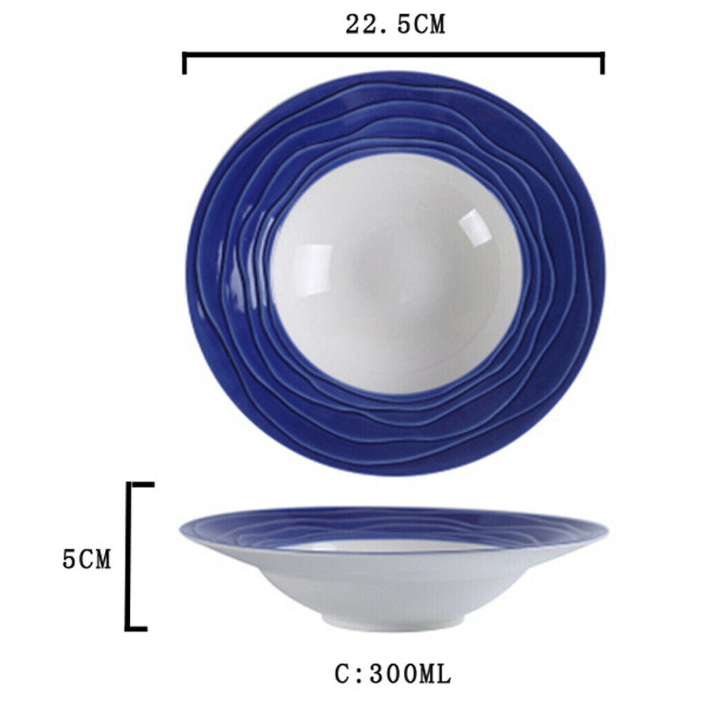 Ceramic Dinner Plate Fruit Salad Spaghetti Serving Plate Soup Bowl Dark Blue