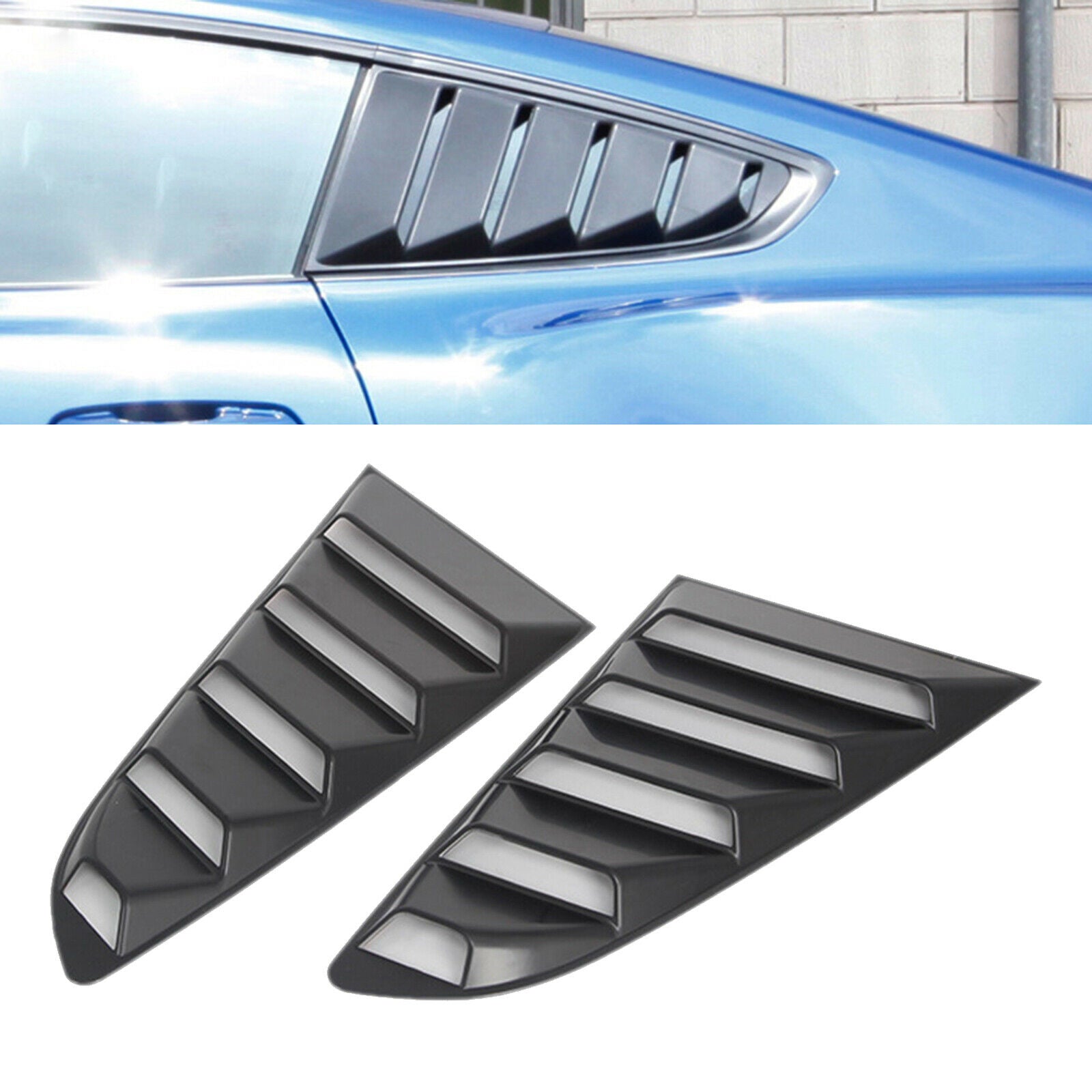 ABS Rear Quarter Side Window Scoop Louvers for Ford Mustang Decoration