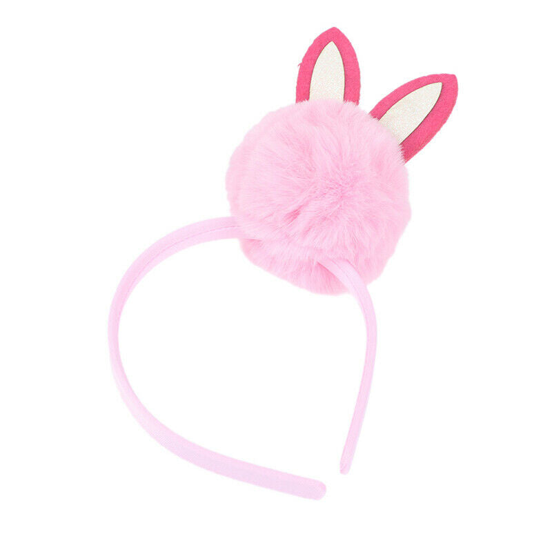 Easter hair accessory carnival headdress cute pink furball rabbit ears headband