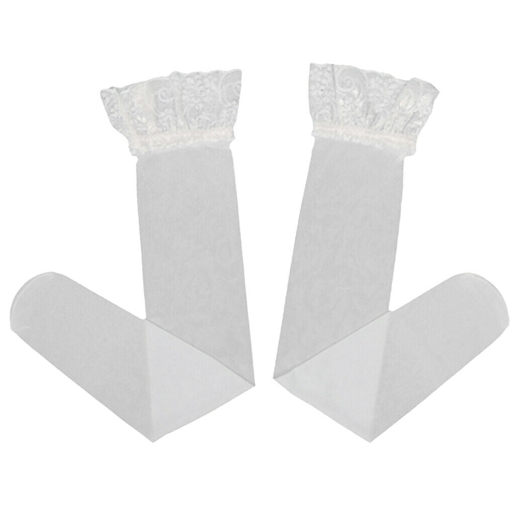 White Sheer Lace Top Thigh High Stockings