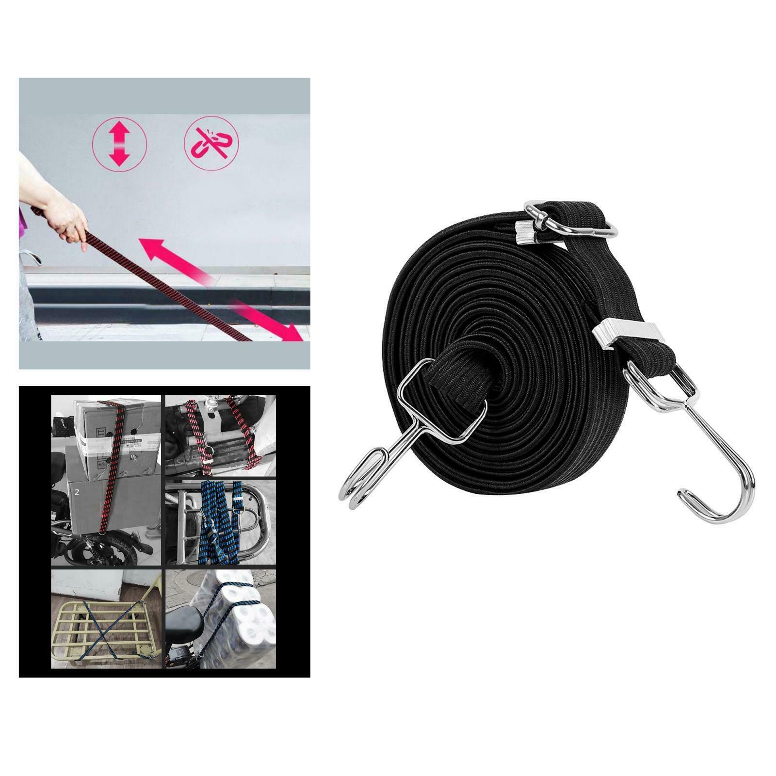 2Pcs Flat Bungee Cord Luggage Strap with Hooks Clothesline Elasticated Rope