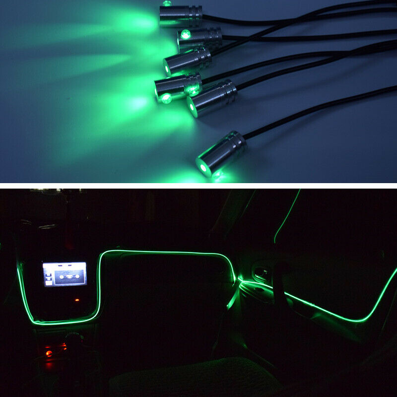 6in1 RGB LED 8M Fiber Car Neon EL Strip Light bluetooth APP Remote Sound Effect