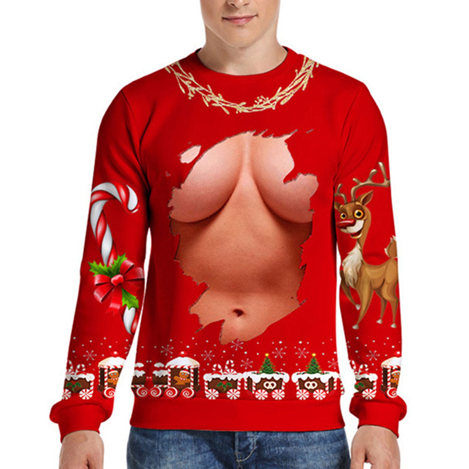 Mens Womens UGLY Christmas Sweater Sweatshirt Xmas Knitted Pullover Hoodie Tops