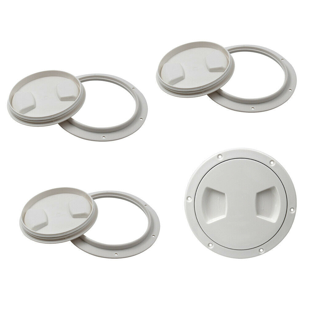 4X Marine Boat RV White 5" Access Hatch Cover Twist Out Deck Plate Screws
