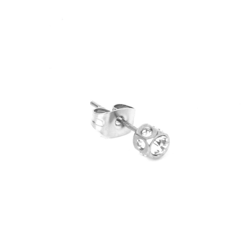 Fashion   Men   Stainless   Steel   Earrings   Ear   Studs   Crystal   Diamante