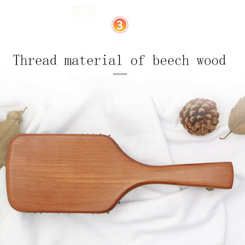 Peach Wooden Hair Brush Scalp Hairbrush Combs Women Tangle Hairdress Kt