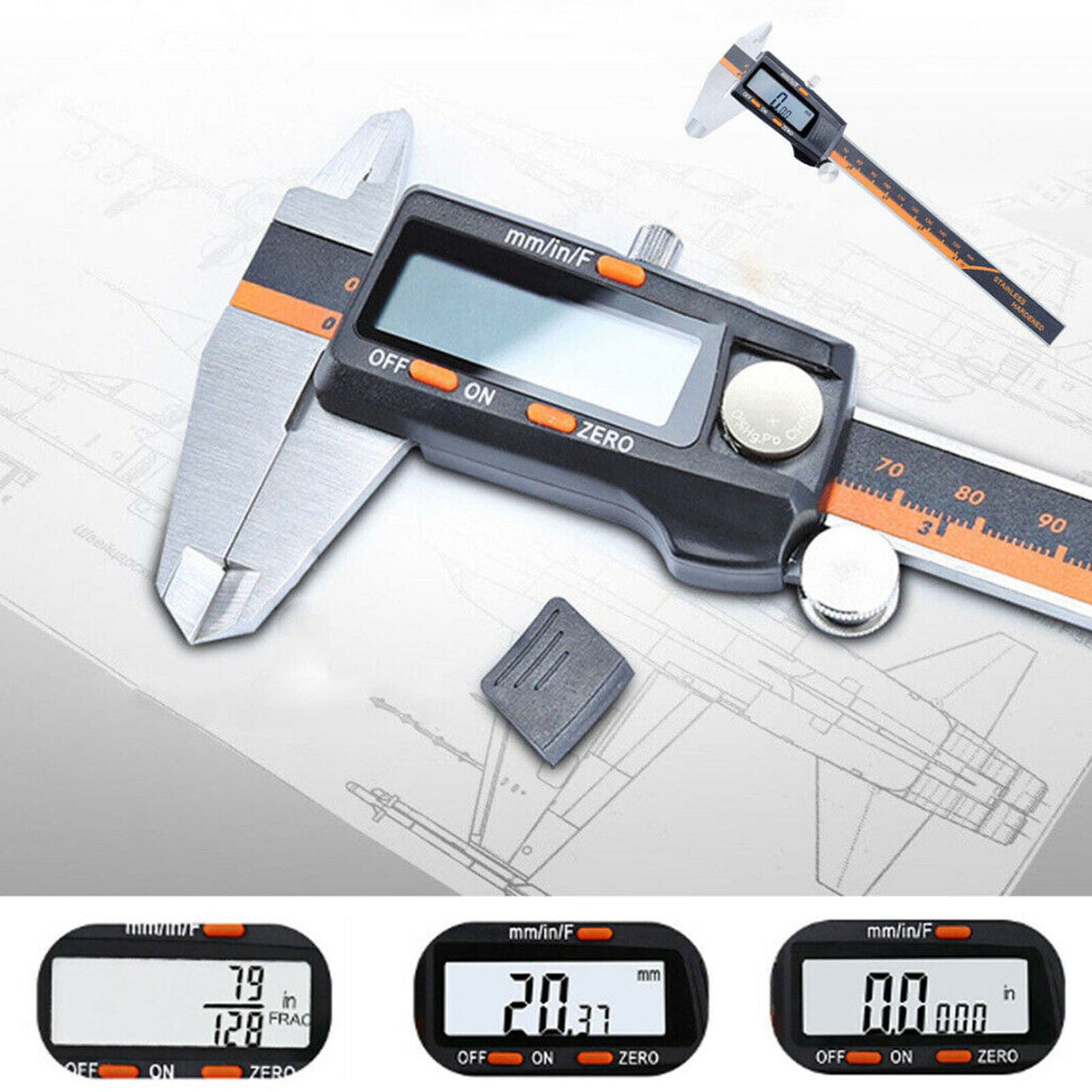 0-150mm Stainless Steel Electronic Digital LCD Vernier Caliper Gauge Micrometer