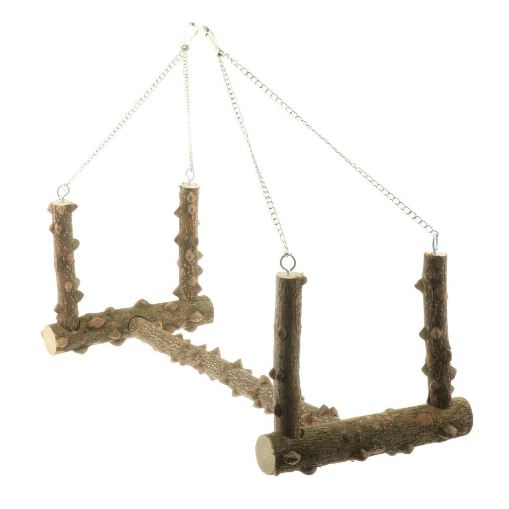 Bird Swing Natural Wood Swing Bird Toys for Birds Parrots Budgies Cockatiels