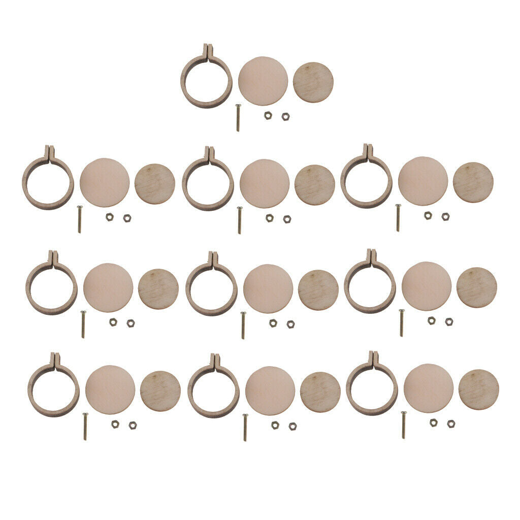 10 sets Wooden Embroidery Hoop Wood Frame for Pendant Jewelry DIY Supplies 2cm