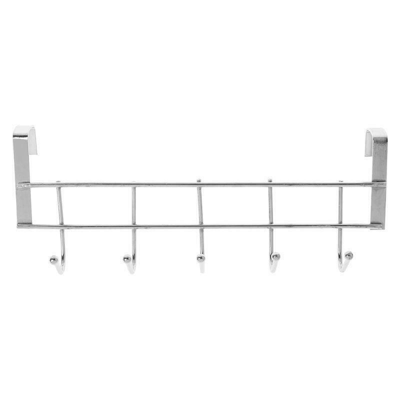 5 Hooks Over Door Clothing Hanger Rack Cabinet Door Loop Holder Shelf For Home