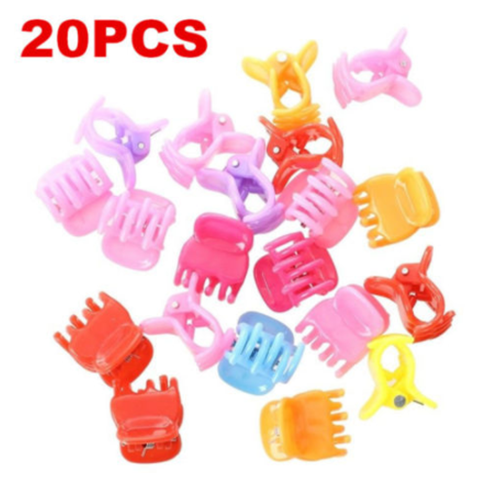 20PCS Kids Colorful Assorted Mini Small Plastic Hair Clips Claws Clamps Fashion