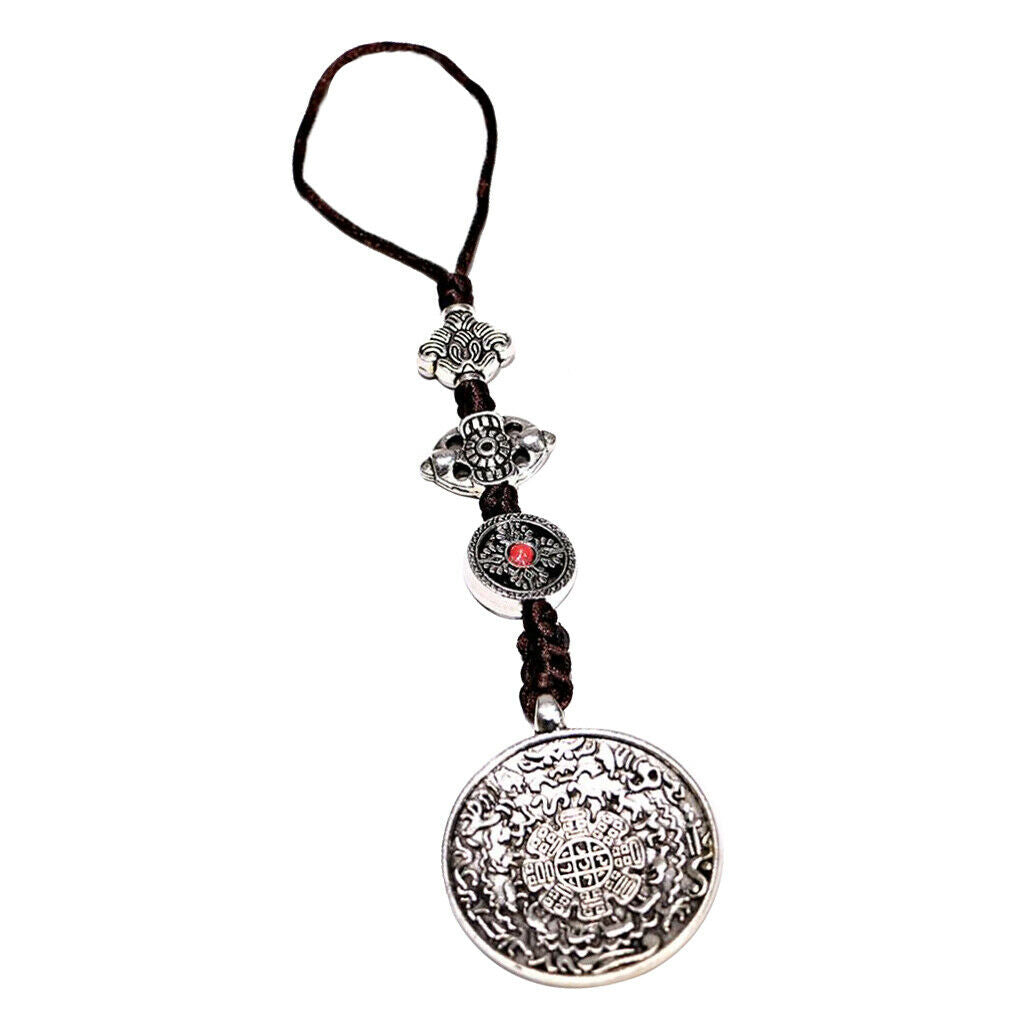 Tibetan Shamans Buddhism Copper Mirror Amulet Pendant Necklace Car Hanging L