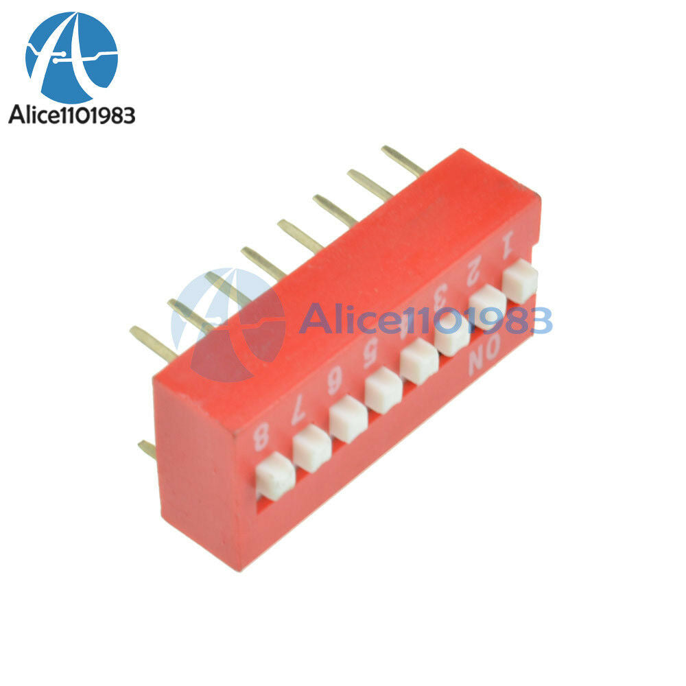 100PCS  Red Slide Type Switch Module 2.54mm 8-Bit 8 Position Way DIP Pitch