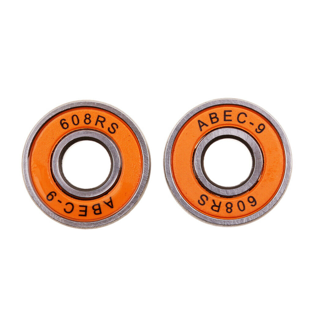 8pcs Frictionless Abec 9 Skateboard Roller Skate Bearings 608-RS 8x22x7mm Orange