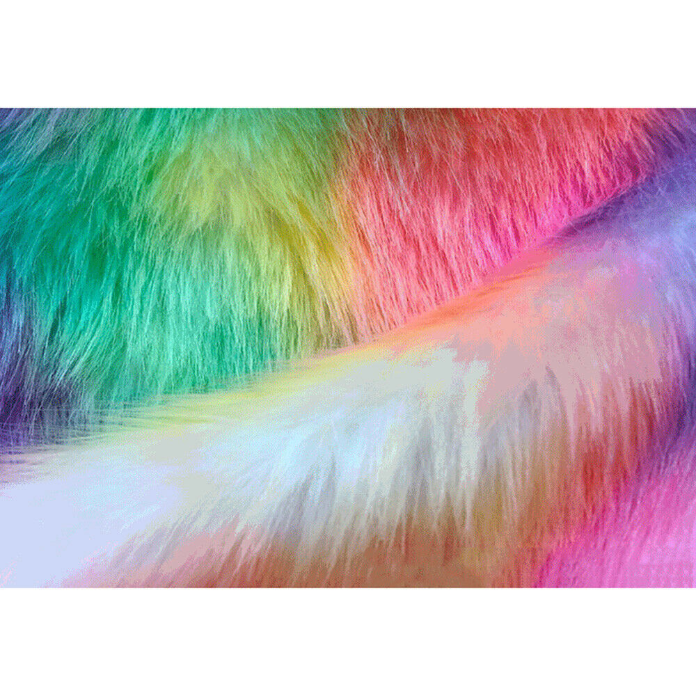 A4 Faux Fox Fur Fabric Rainbow Plush Patchwork Sewing Craft Sofa Cover Material