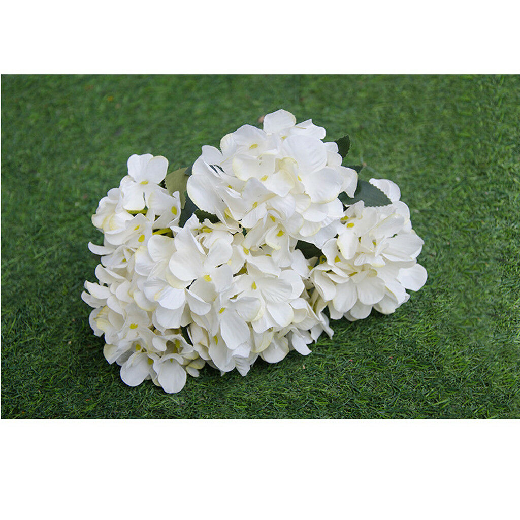 Upscale 6 Heads Artificial Hydrangea Simulation Flowers Bouquet Decor White