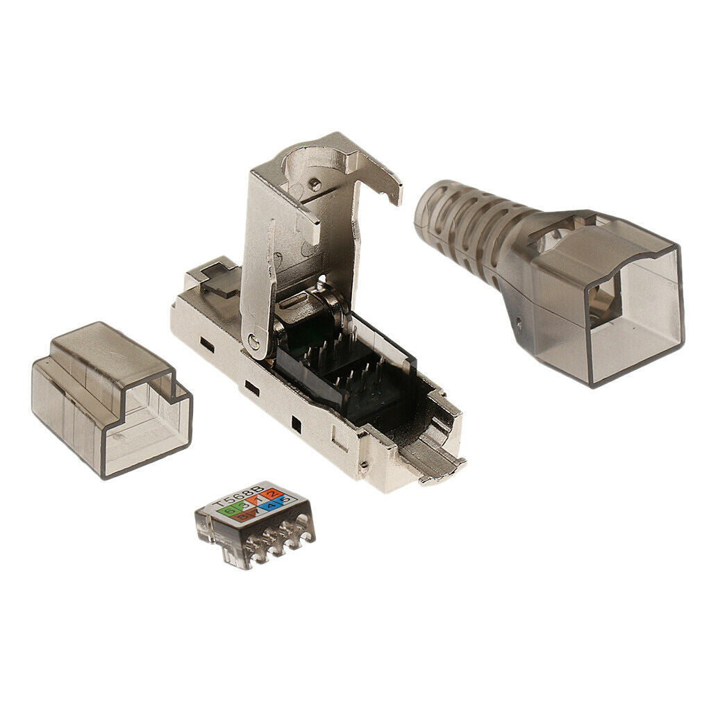 10 Pieces Crimp Plug RJ45 Cat6a Shielded Plug 8p8c for STP Ethernet Cable
