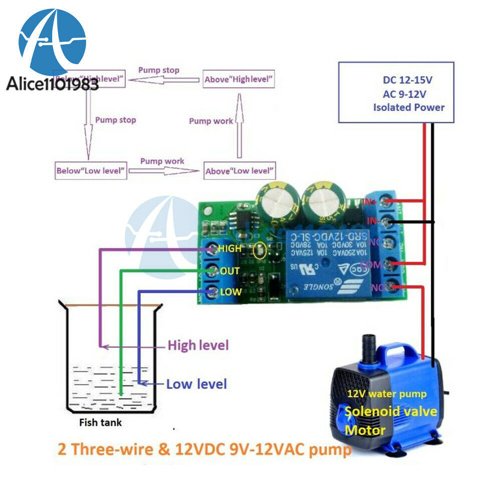 30A DC12V High Power Water Level Automatic Controller Liquid Sensor Relay Switch