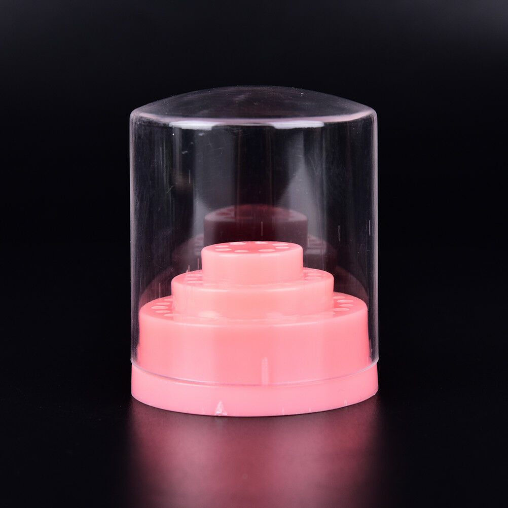 48Hole Pink Organizer Manicure Storage Box Displayer Nail Drill Bit Holder J.DD
