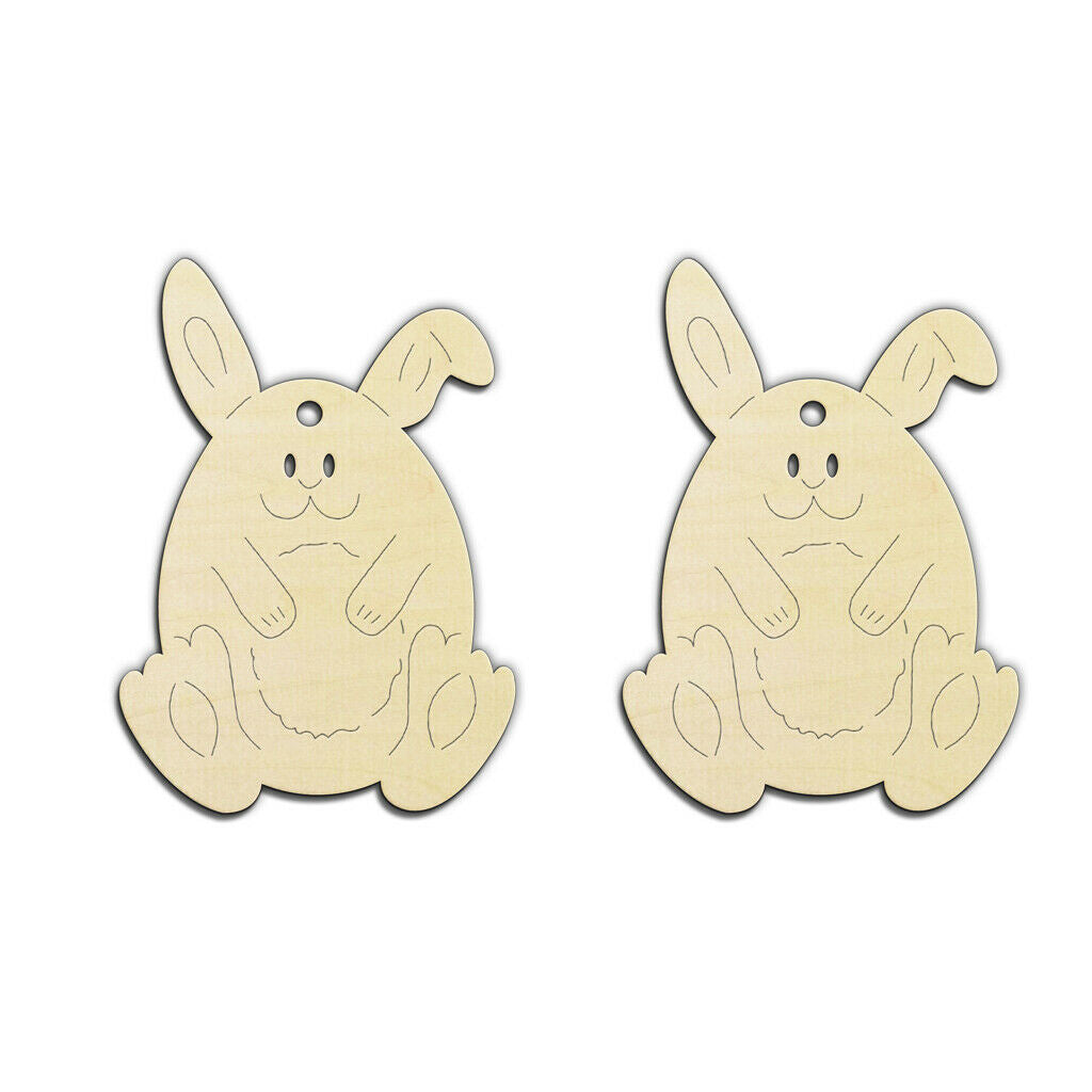 30 Pieces Wooden Easter Unpainted Bunny Festival Kids Craft DIY Decoration