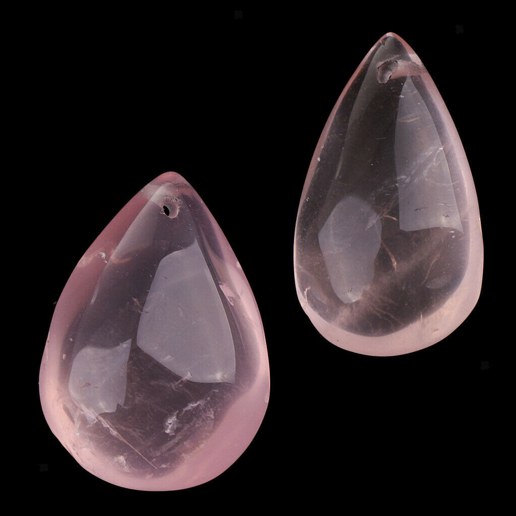 Natural Stone Cabochons Flat Round Pink Crystal Quartz Water Drop Home Decor