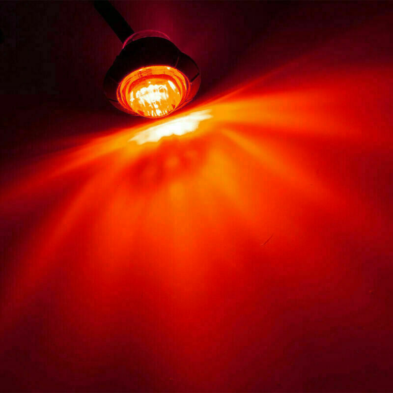 50PC Mini 3/4" Round LED Side Marker Bullet Light For Truck Trailer RV Red 12V
