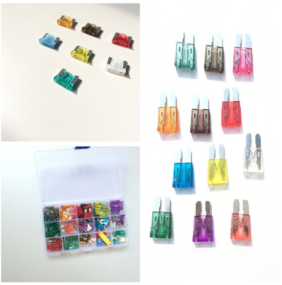 165pcs Durable Motorcycle Bike ATC Mini Blade Fuse Assortment Fuses Kit 1-40 Amp