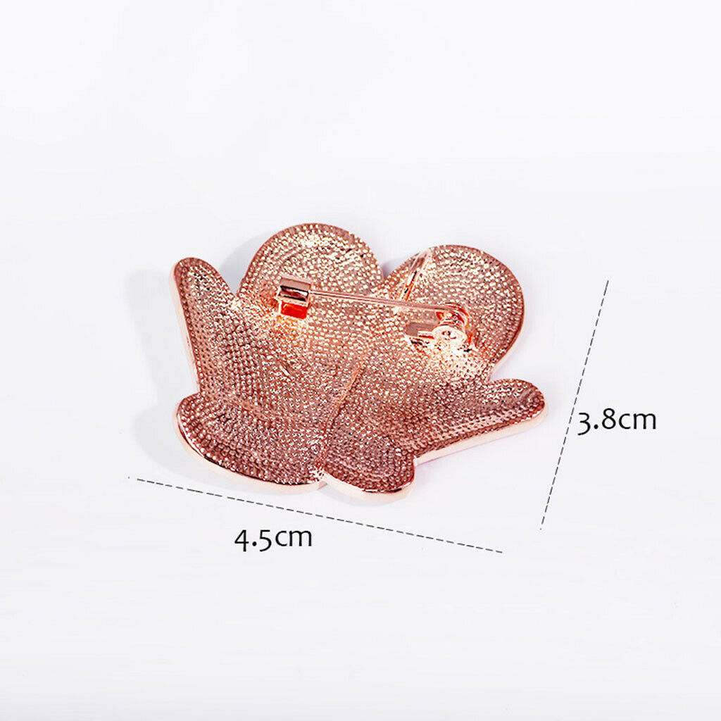 Chic Novel Red&White Enamel Christmas Snowflake Rhinestone Gloves Brooch Pin