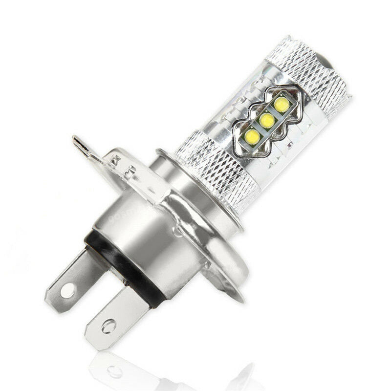 12V 80W H4 COB LED Motorcycle Headlight Hi/Lo Beam Front Light Bulb 6000K White