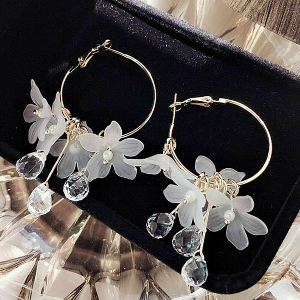 Drop Earrings Crystal Tassel Dangle Acrylic Flower Women Jewelry Accessories