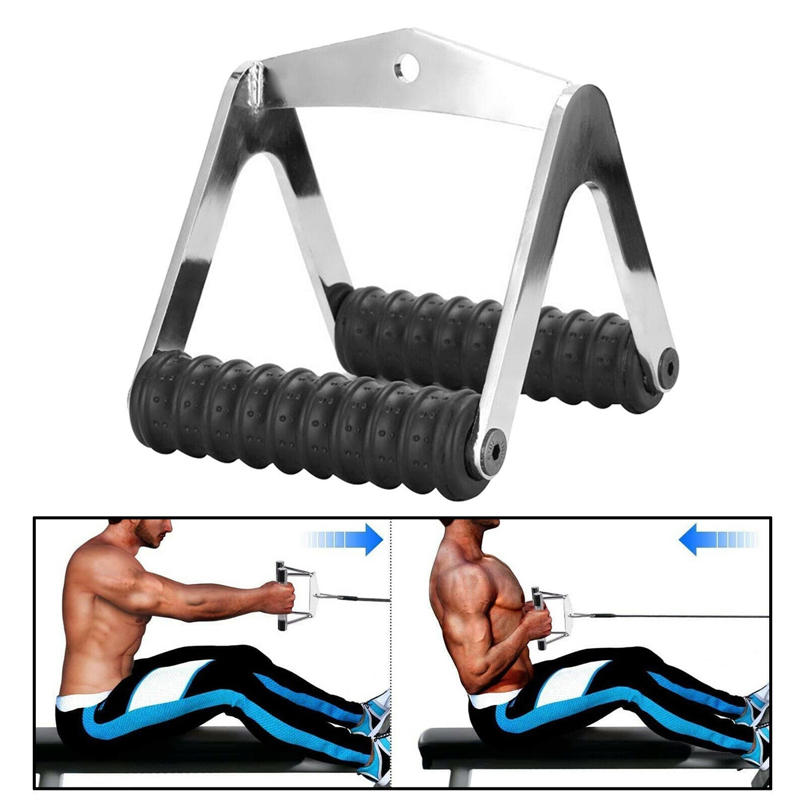 Grip Triangle Push Pull Down Handle Row Machine Bar Home Gym Attachment