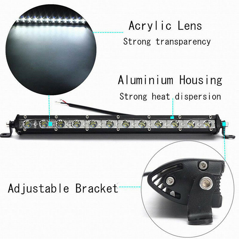 15Inch 36W LED Spot Light Bar Driving Offroad Work Lamp SUV ATV For JEEP B Lt