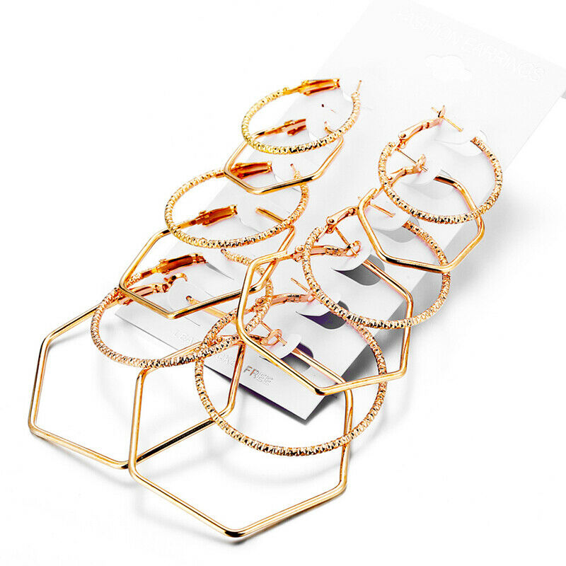 6Pairs Fashion Geometric Big Round Earrings Set Drop Dangle Earrings Jewel.l8