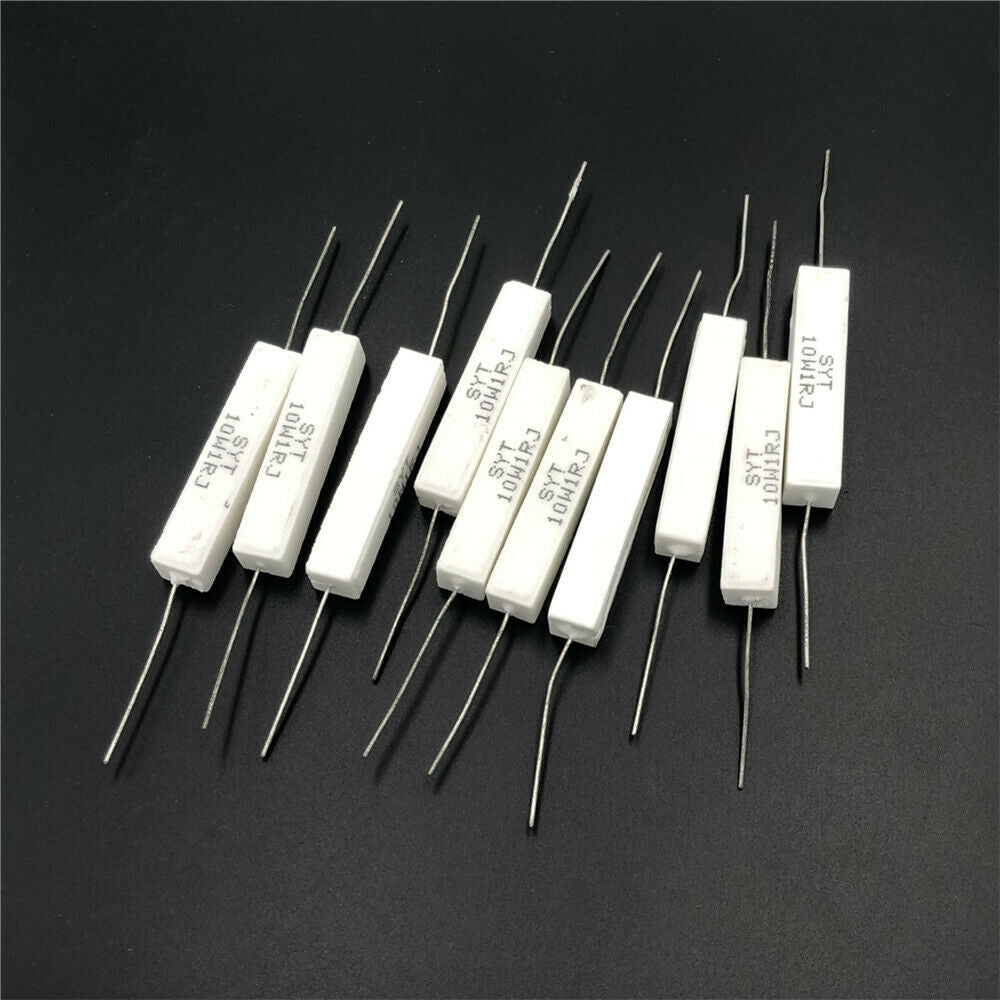 10pcs Axial Ceramic Cement Power Resistor 1.0 Ohm 1 R 5% 10 watt