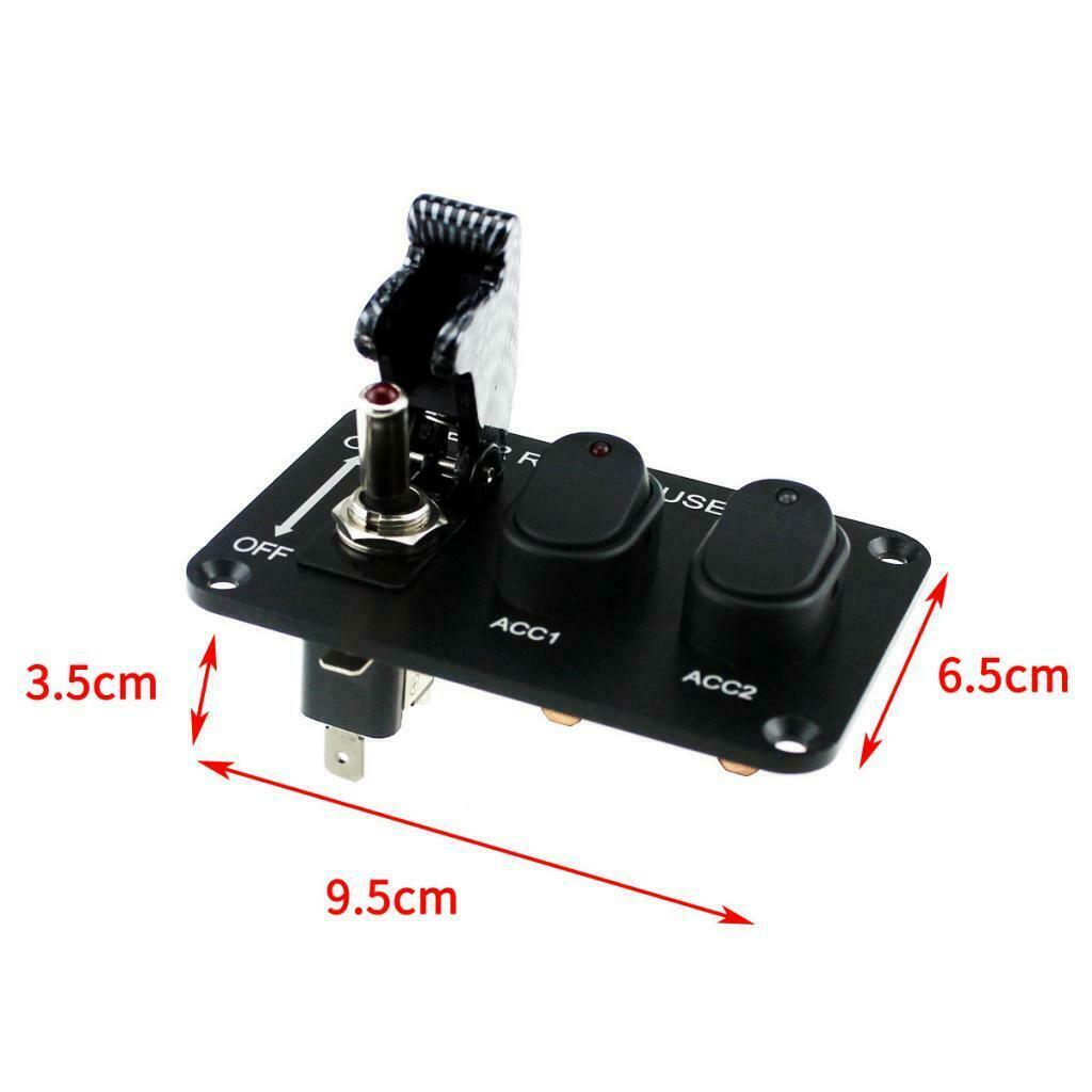 Car Marine Boat 12V 3-Gang Toggle Switches Control Panel Carbon Fiber Cover