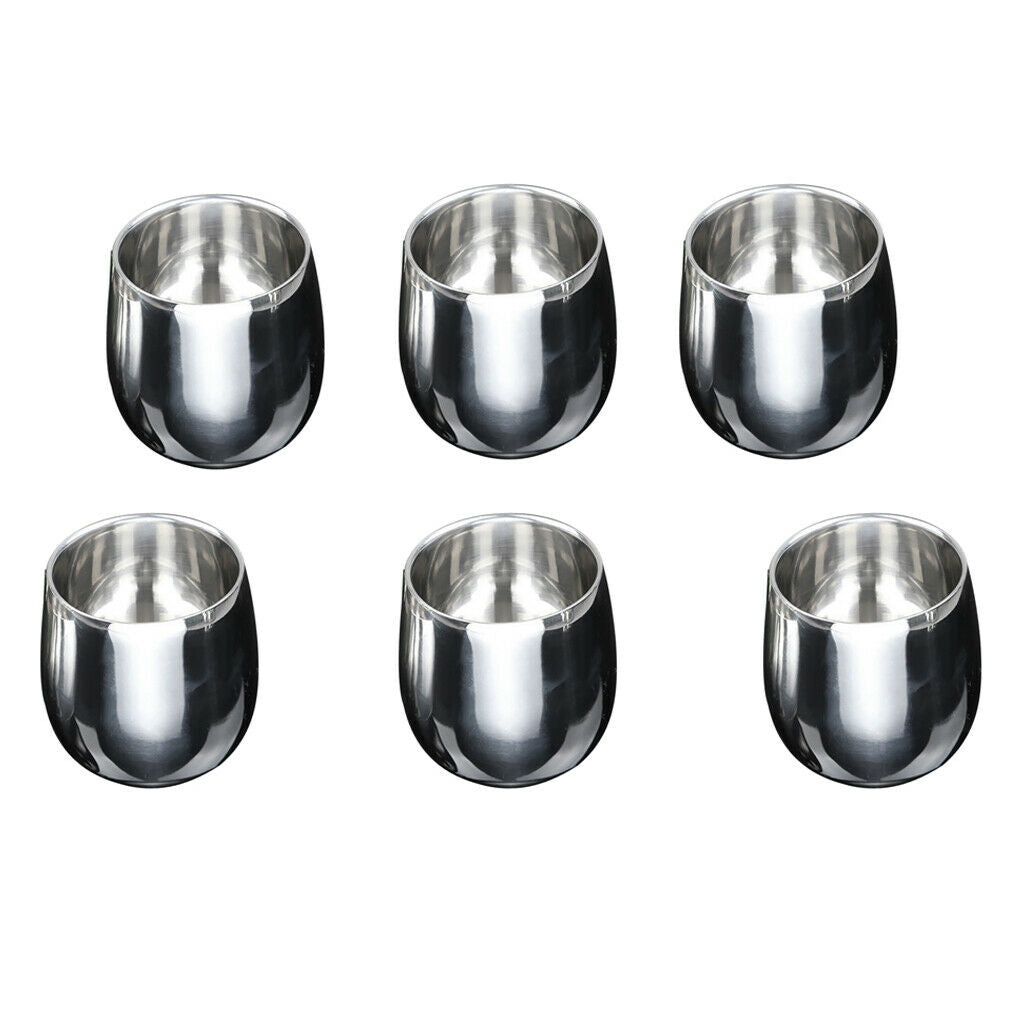 6pcs Glass Mug Milk Beer Mug Coffee Champagne Stainless Steel Double Wall Brass