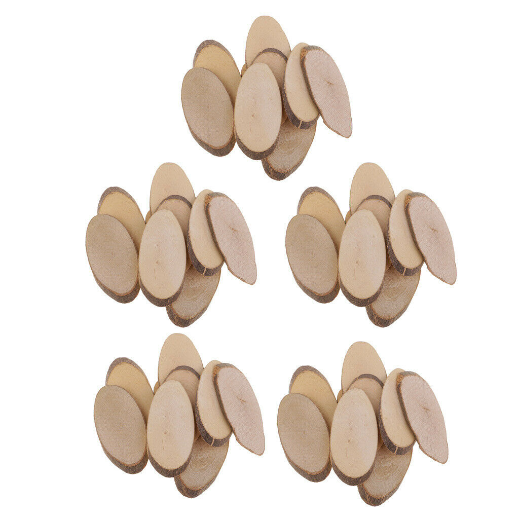 50Pcs Wooden Log Slices Natural Tree Bark Decorative Disc Woodworking Tree