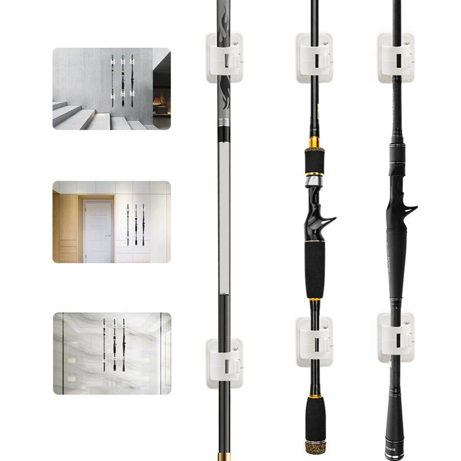 Fishing Rod Holder Durable Vertical Horizontal Clamp Rods Resting Clips