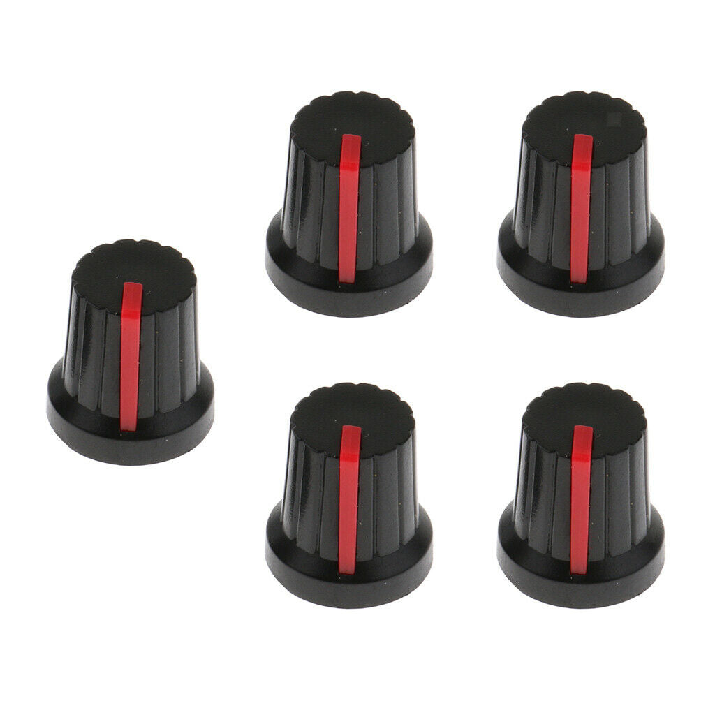 5pcs Plastic Guitar Effect Pedal Knob Amp Amplifier Control Knobs Black+Red