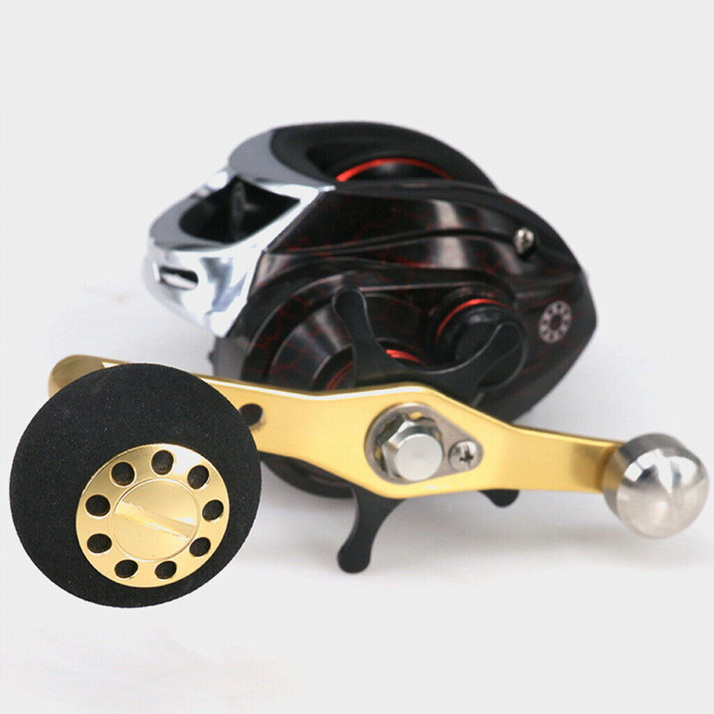 Metal Single Power Baitcasting Fishing Reel Handle w/EVA Knob Replacement Golden