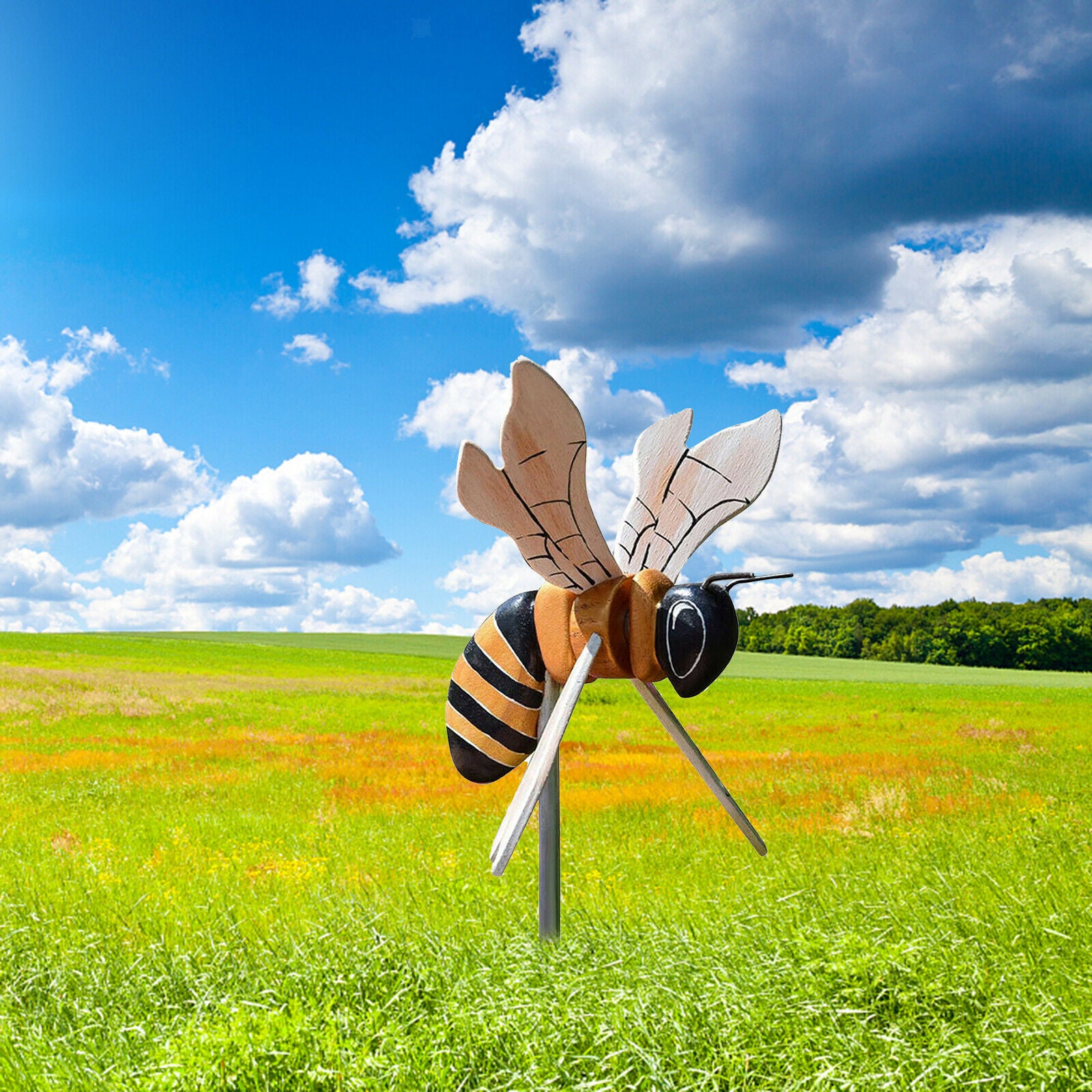 Decorative Bumble Bee Wind Spinner Yard Garden Lawn Yard Ornament Windmills