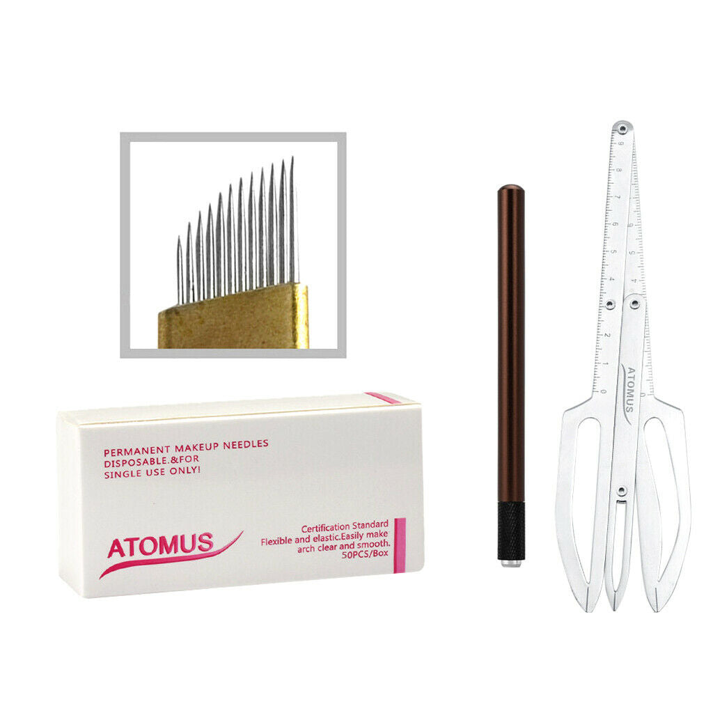 50x PCD12 Microblading Needles Tattoo Pencil Tool Set with Measurement Ruler