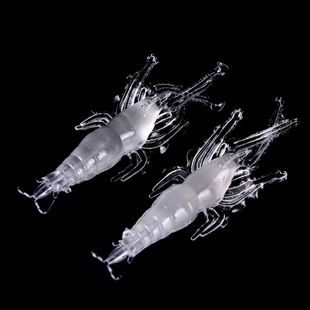 10pcs 4.8cm Shrimp Soft Prawn Tackle Bait Saltwater Bass Fishing Lure  Hook XC