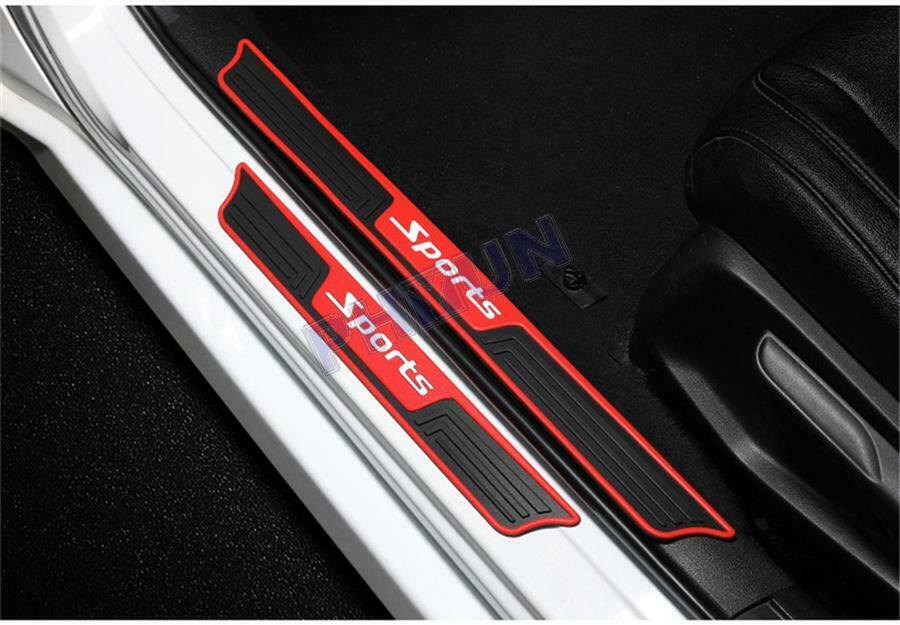 4x Black Rubber Car Door Scuff Sill Cover Panel Step Protector Universal Trim