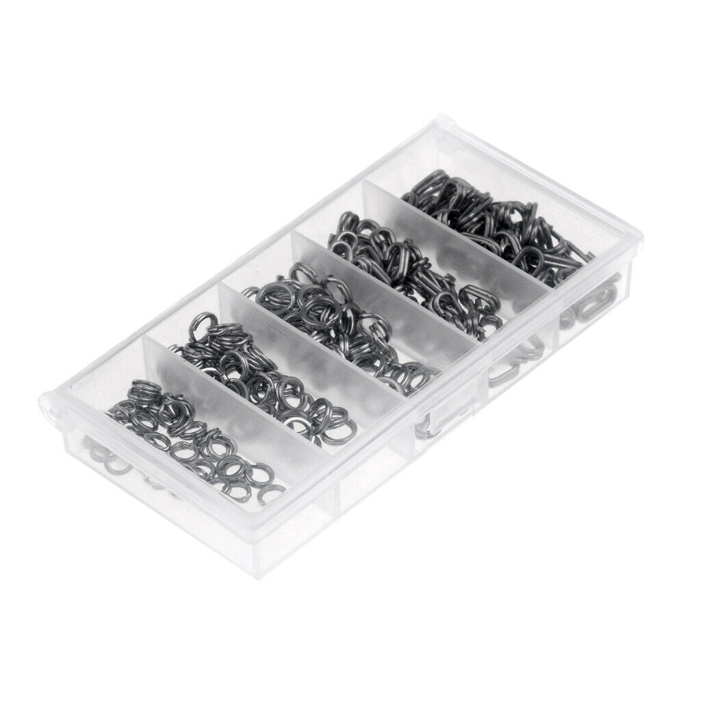 200 Pcs Stainless Steel Round Oval Split Ring Fishing Tool Line Connector