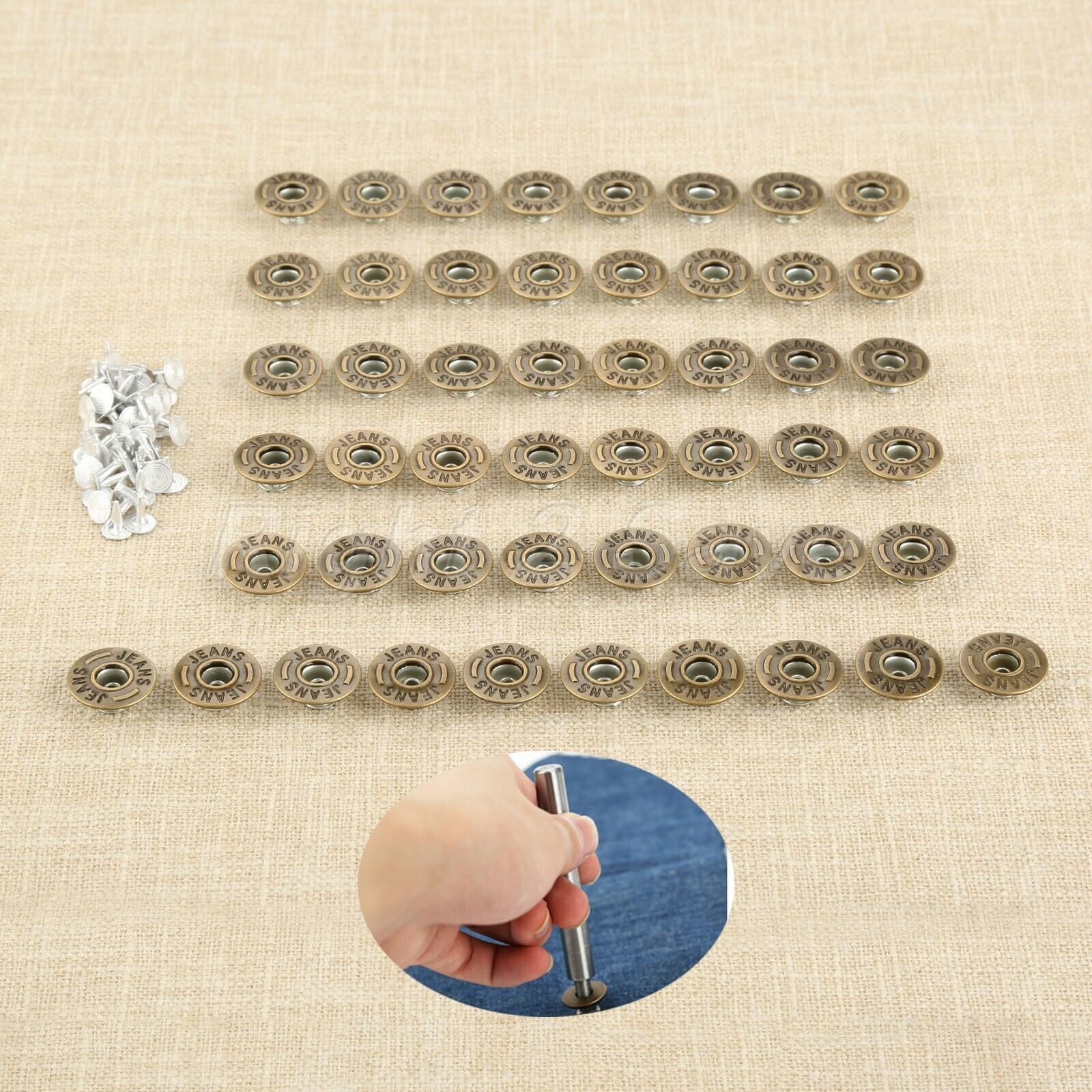 50Pcs 20mm Bronze Jeans Buttons Metal DIY Shank + 50 Nails For Jeans Fasterners