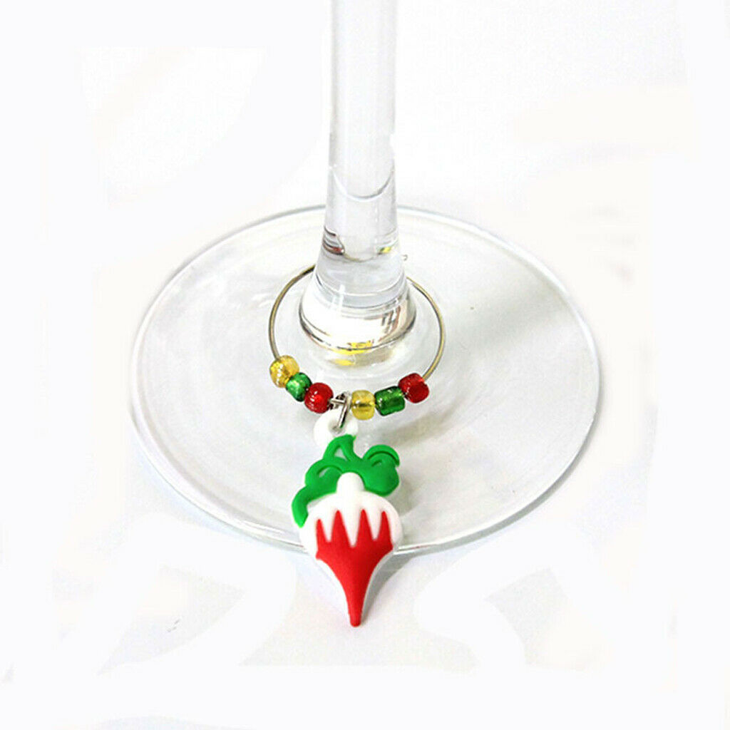6 Pcs Christmas Wine Glass Charms Hanging Rings Wine Tasting Party Supplies