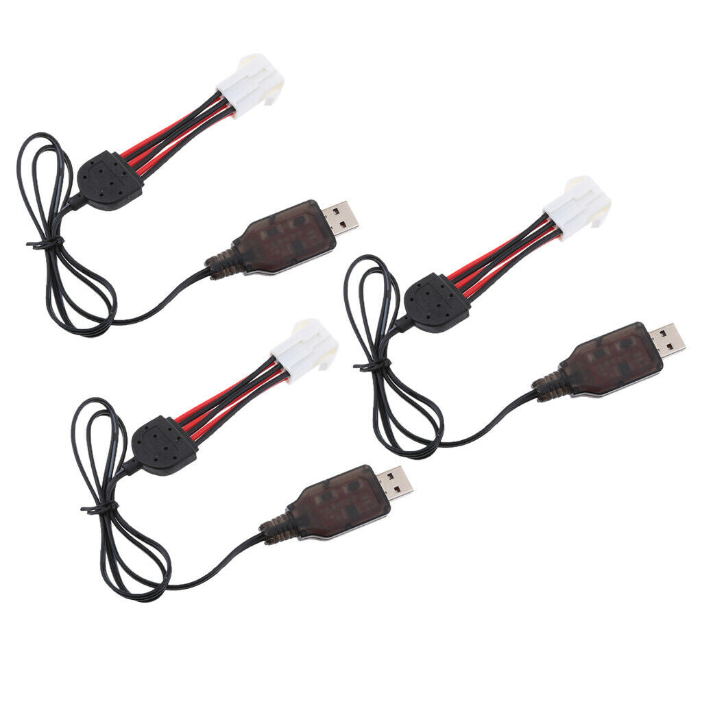 3 Pcs. LiPo Battery USB Charger Charging Cable Accessories for 1/12 Scale RC Car