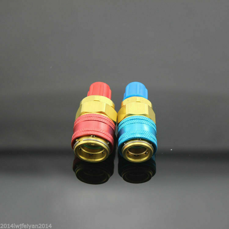 2x R134a Car Quick Couplers Bass Adapters Low & High Side AC Manifold Connectors